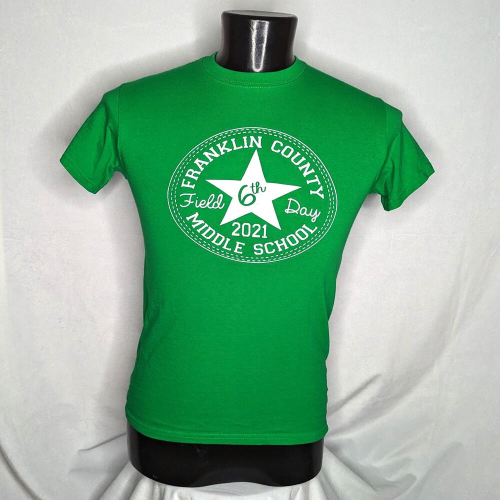 College T-Shirt Men's Small Green Logo Graphic Heavyweight